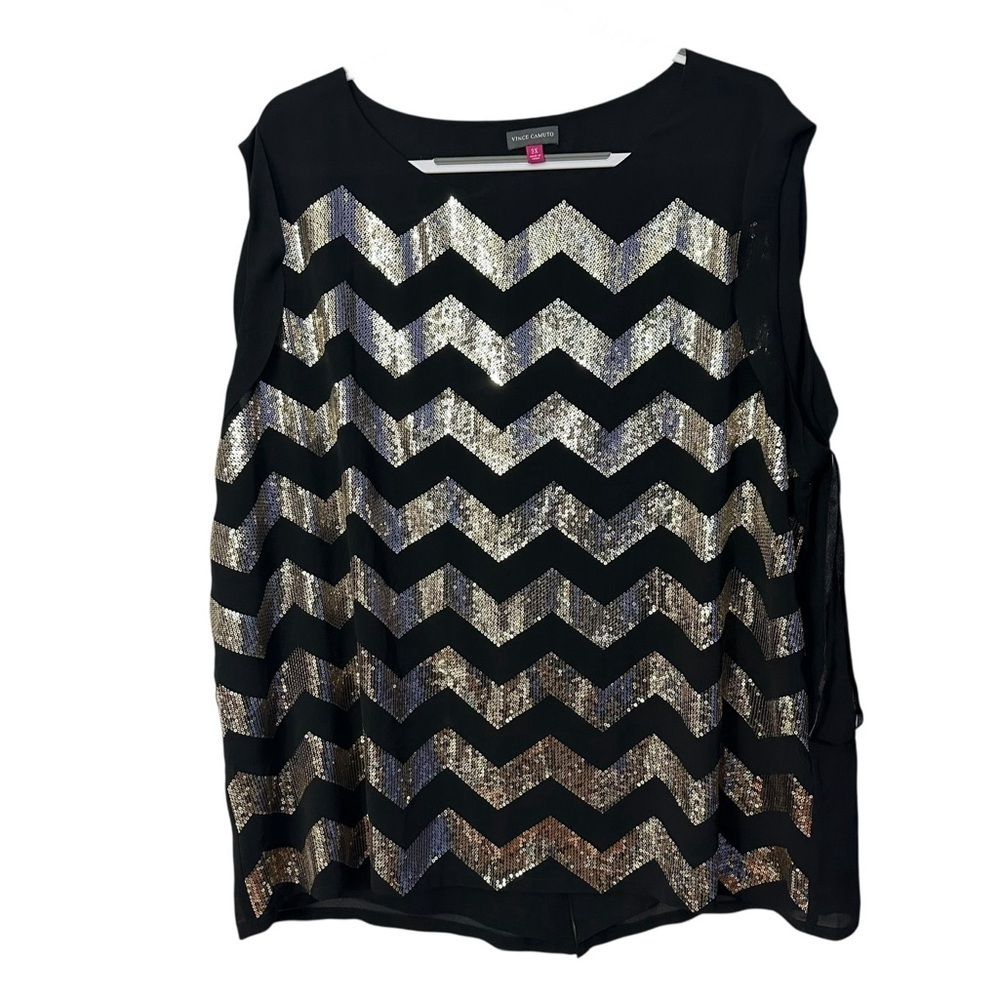 Vince Camuto Stripe Sequins Sleeveless Blouse Top